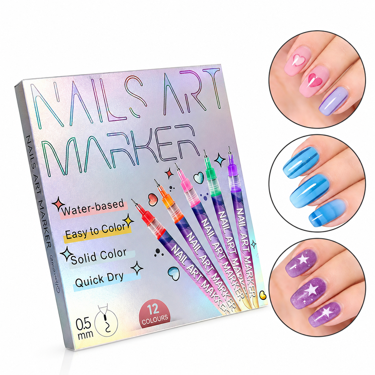 12-Color Nail Art Marker Set