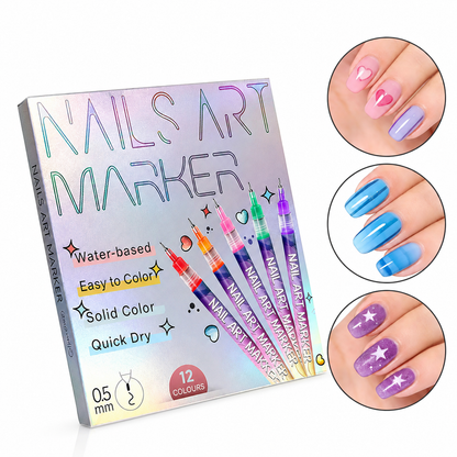 12-Color Nail Art Marker Set