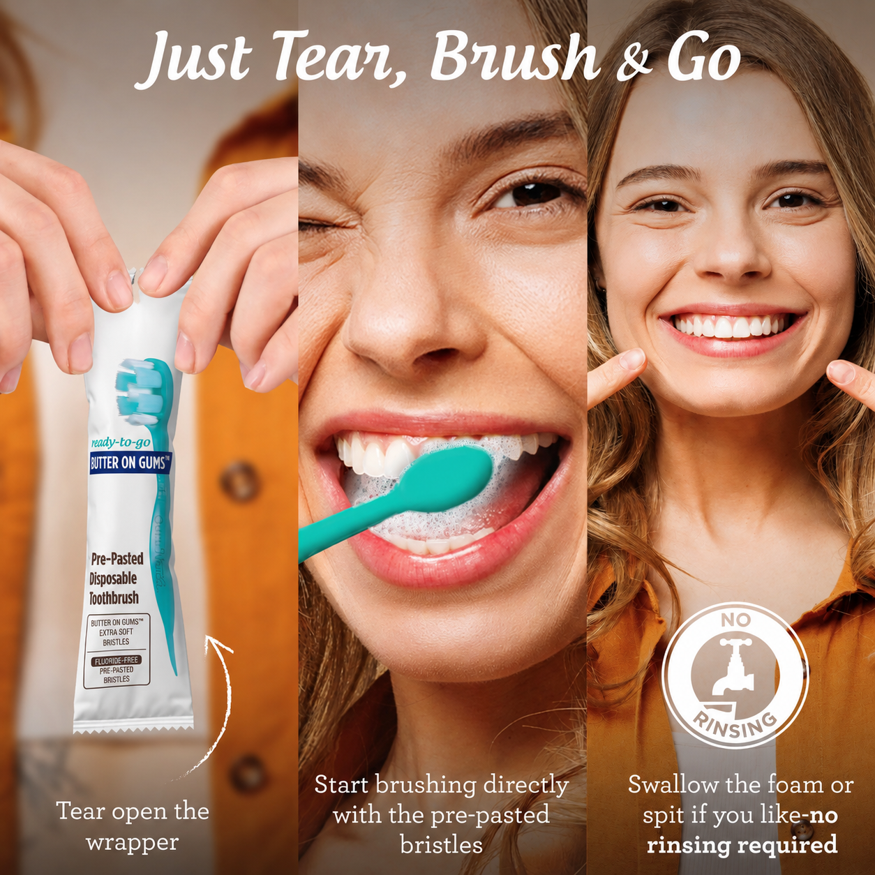 Ready-to-Go Pre-Pasted Butter on Gums Mini Travel Toothbrush
