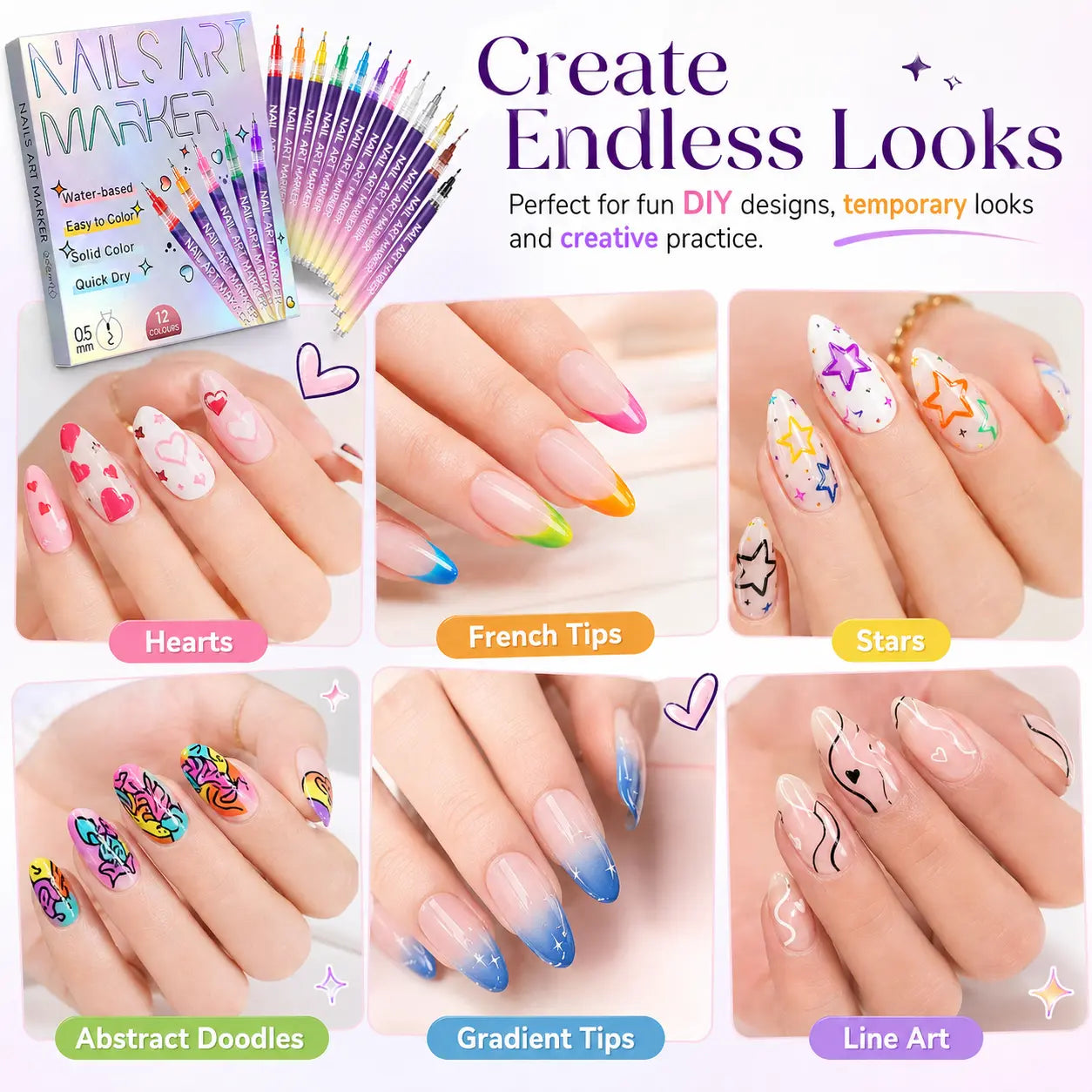 12-Color Nail Art Marker Set