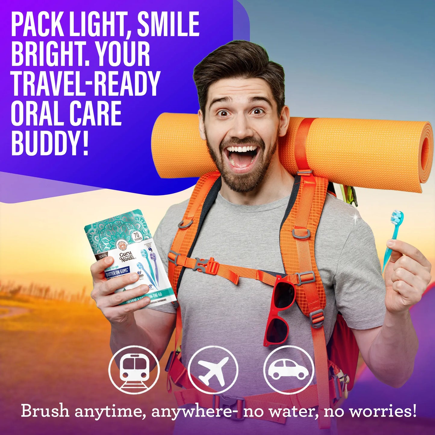 Ready-to-Go Pre-Pasted Butter on Gums Mini Travel Toothbrush