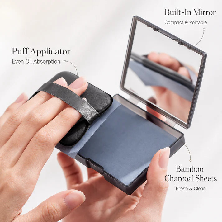 2 IN 1 Blotting Setting Sheet with Mirror Puff & Case