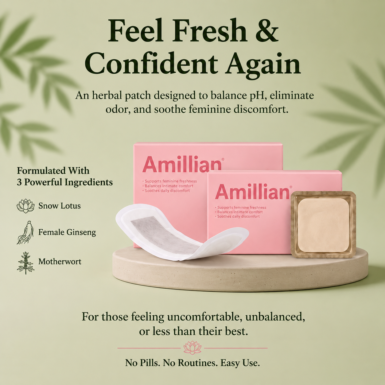 Feminine Herbal Care Patch -7 Plant Extracts, Gentle Daily Care, pH Balance & Fresh Feel