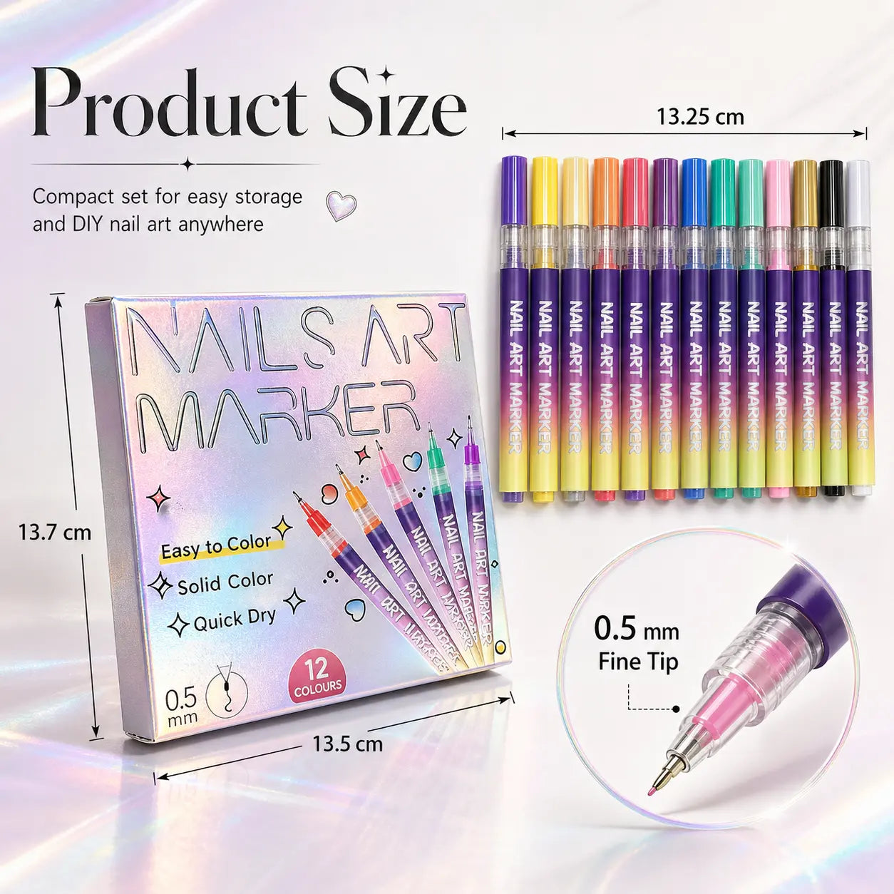 12-Color Nail Art Marker Set