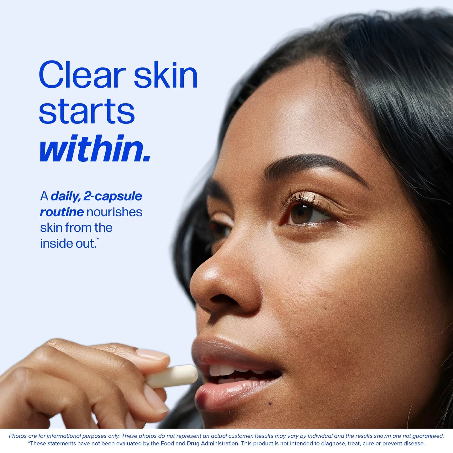 Clear³ Skin Acne Supplement with Zinc, DIM & Probiotics | 3-in-1 Balance, Clarify, Restore Support with Hyaluronic Acid & Skin Support Vitamins