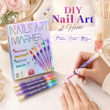 12-Color Nail Art Marker Set