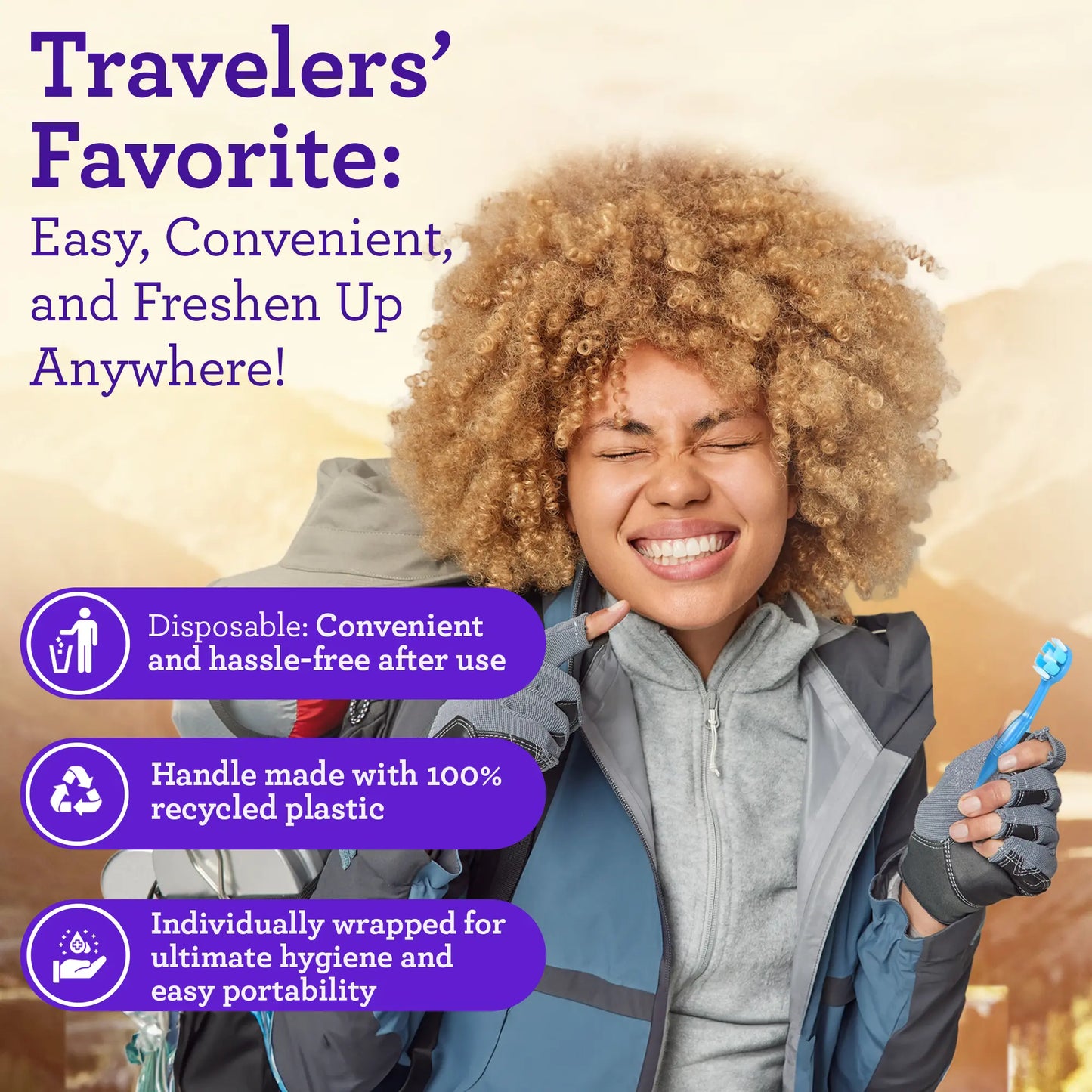 Ready-to-Go Pre-Pasted Butter on Gums Mini Travel Toothbrush