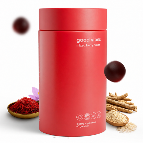 Good Vibes Daily Mood & Intimacy Support Gummies for Women and Men w/Clinically-Studied Saffron, Maca Root, S7 Nitric Oxide Complex & Ashwagandha