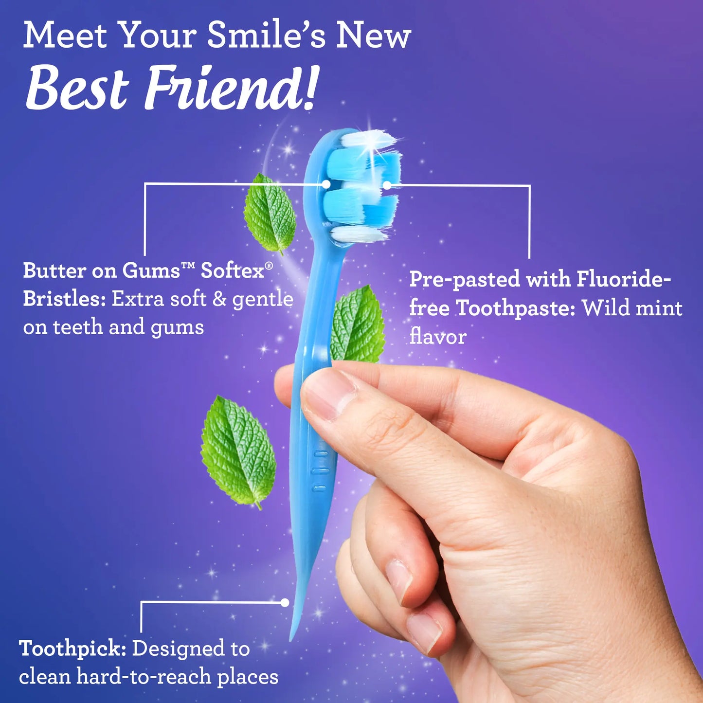 Ready-to-Go Pre-Pasted Butter on Gums Mini Travel Toothbrush