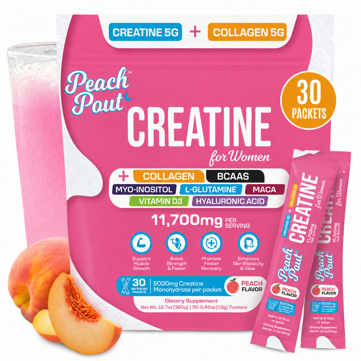 Peach Pout™ Creatine Hydration Packs