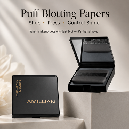 2 IN 1 Blotting Setting Sheet with Mirror Puff & Case