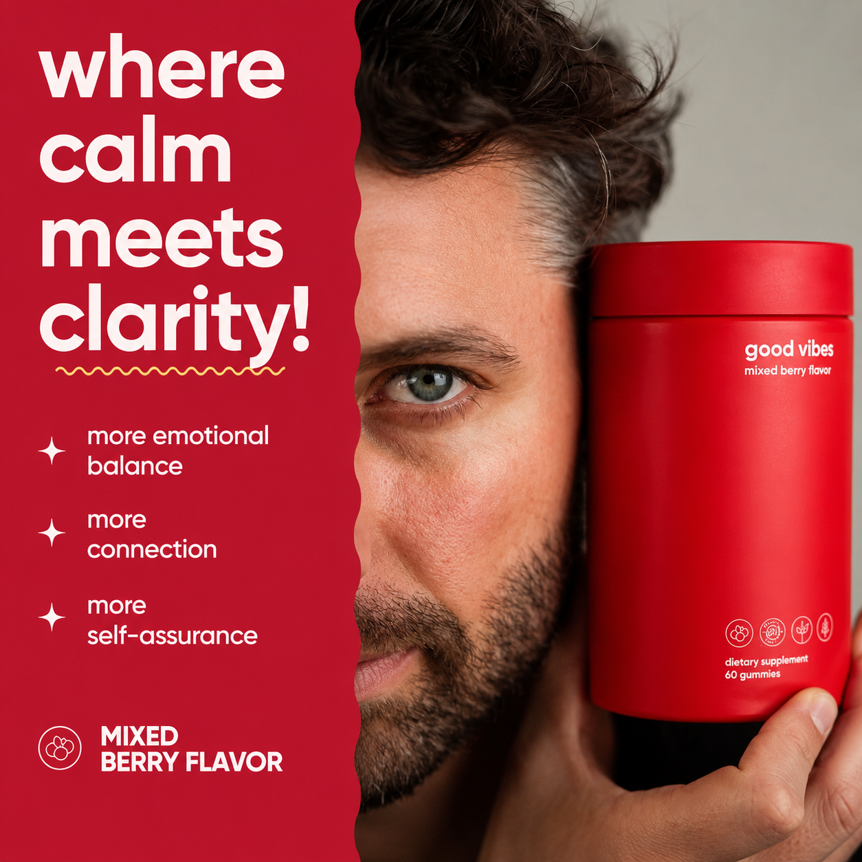 Good Vibes Daily Mood & Intimacy Support Gummies for Women and Men w/Clinically-Studied Saffron, Maca Root, S7 Nitric Oxide Complex & Ashwagandha