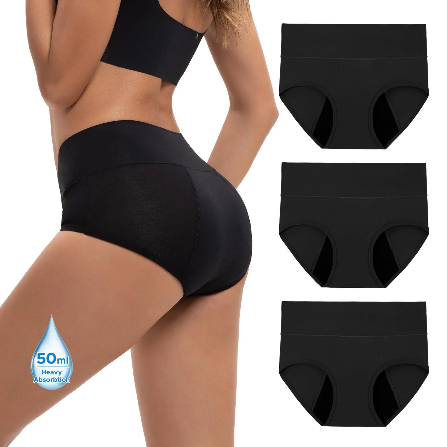 High Waisted Bamboo Viscose Heavy Flow Period Panties